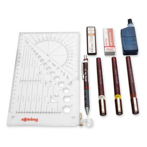 Zestaw rOtring Isograph College Set, Ołówek + Grafit + Gumka + Końcówka do cyrkla - 3